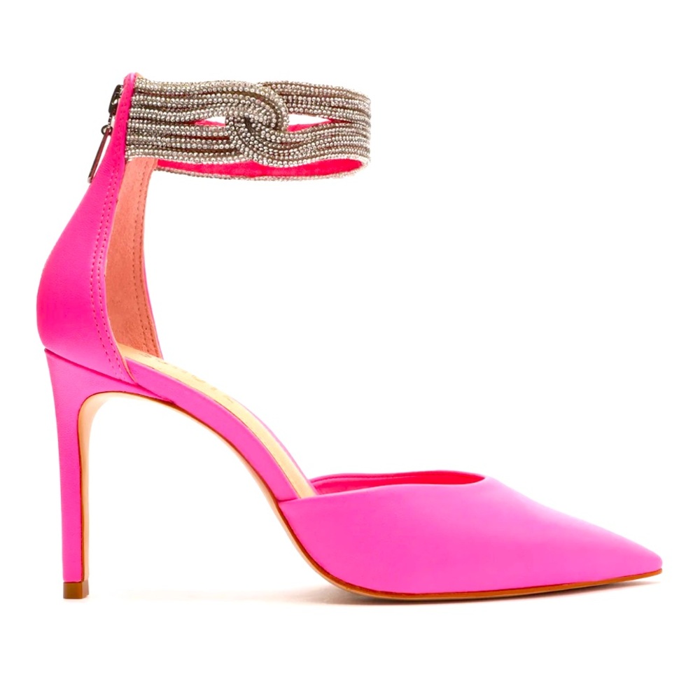 Schultz Linara Pink Leather Crystal Heels